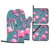 A Flock of Flamingos Oven Mitts and Pot Holders Set 4pcsNon-Slip Cooking Gloves for Cooking Baking Grilling view 1
