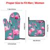 A Flock of Flamingos Oven Mitts and Pot Holders Set 4pcsNon-Slip Cooking Gloves for Cooking Baking Grilling view 4