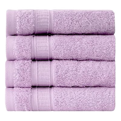 LA' HAM MAM FINE LIVING Luxury Turkish Cotton Towels Easy Care, Extra Soft & Absorbent, Hotel & Spa Quality, Kitchen & Bathroom Turkish Towels (Washcloth Set - 4 Pack, Lilac)