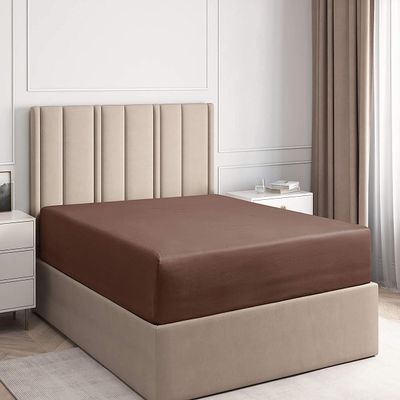 Luxurious 800 Thread Count Egyptian Cotton Olympic Queen Fitted Sheet Pack of 2- Deep Pocket Olympic Queen Fitted Sheet Only, Soft and Durable, Premium Olympic Queen Size Fitted Sheet Chocolate Solid