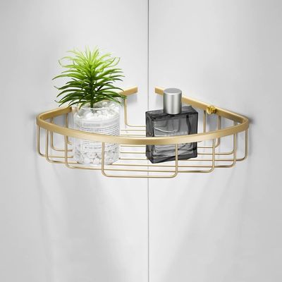 Corner Shower Caddy Brushed Gold Bathroom Rack, Wall Mounted Shower Organizer Storage Rack, Double Tier Corner Basket Bathroom Accessories Shower Organizer (Color : Style 1)