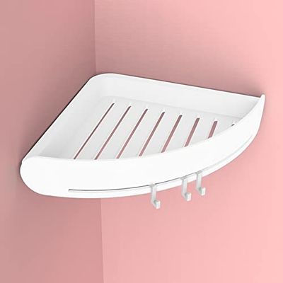 Corner Shower Caddy Household Bathroom Wall-mounted Storage Rack, Kitchen Punch-free Self-adhesive Spice Jar Shelf Wall Corner Toiletries Organizer Shower Organizer ( Color : White , Size : 33.2X5X23.