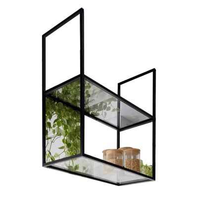 Drsyffsup Ceiling Hanging Shelf Acrylic Glass Floating Shelves Kitchen Pot Pan Storage Rack Flower Stand Wall Mounted Industrial Hanging Shelf for Bar Restaurants (Size : 100x30x80cm)