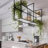 Drsyffsup Ceiling Hanging Shelf Acrylic Glass Floating Shelves Kitchen Pot Pan Storage Rack Flower Stand Wall Mounted Industrial Hanging Shelf for Bar Restaurants (Size : 100x30x80cm) view 2