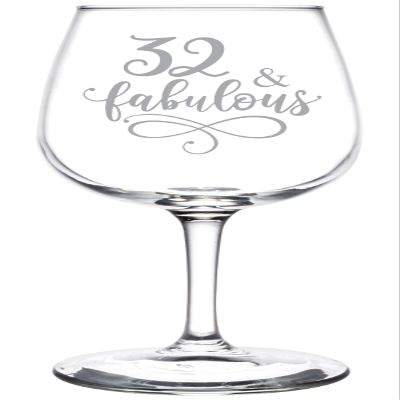 (32nd) Fabulous Aged Vintage Birthday Celebration Wine Taster Glass