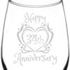 (34th) Heart and Ribbon Happy Anniversary Inspired Wine Taster Glass view 2