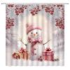 KTGHA Pink Christmas Shower Curtain Cute Snowman Red Berry Pine Leaf Winter Holiday Happy New Year Fabric Bathroom Curtain Set with Hooks(67" Wx70 H) view 1