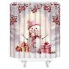 KTGHA Pink Christmas Shower Curtain Cute Snowman Red Berry Pine Leaf Winter Holiday Happy New Year Fabric Bathroom Curtain Set with Hooks(67" Wx70 H) view 3