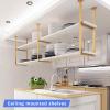 Drsyffsup Industrial Ceiling Mount Shelf, Floating Shelves for Wall Kitchen Storage Wine Rack, Hanging Solid Wood Shelf Organiser Flower Stand for Under Cabinet Kitchen Bar, White (Size : 60x30x80cm) view 4