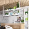 Drsyffsup Kitchen Hanging Shelf 2 Tier European Ceiling Frame Storage Racks Microwave Oven Pots and Pans Utensil Holder Organization Wall Shelf for Home Restaurants Bars (Size : 100x35x80cm) view 2