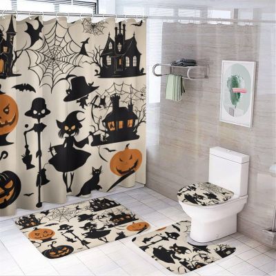 ZGDPBYF 3 Piece Bathroom Rugs Set, Halloween Non-Slip Soft Bath Mat Set, Scary Pumpkin Bathroom Mat, Living Room Bedroom Mat, Machine Washable, Dries Quickly,