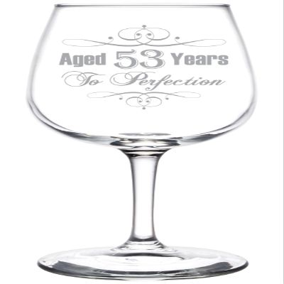 (53rd) Aged To Perfection Elegant and Vintage Birthday Celebration Inspired Wine Taster Glass