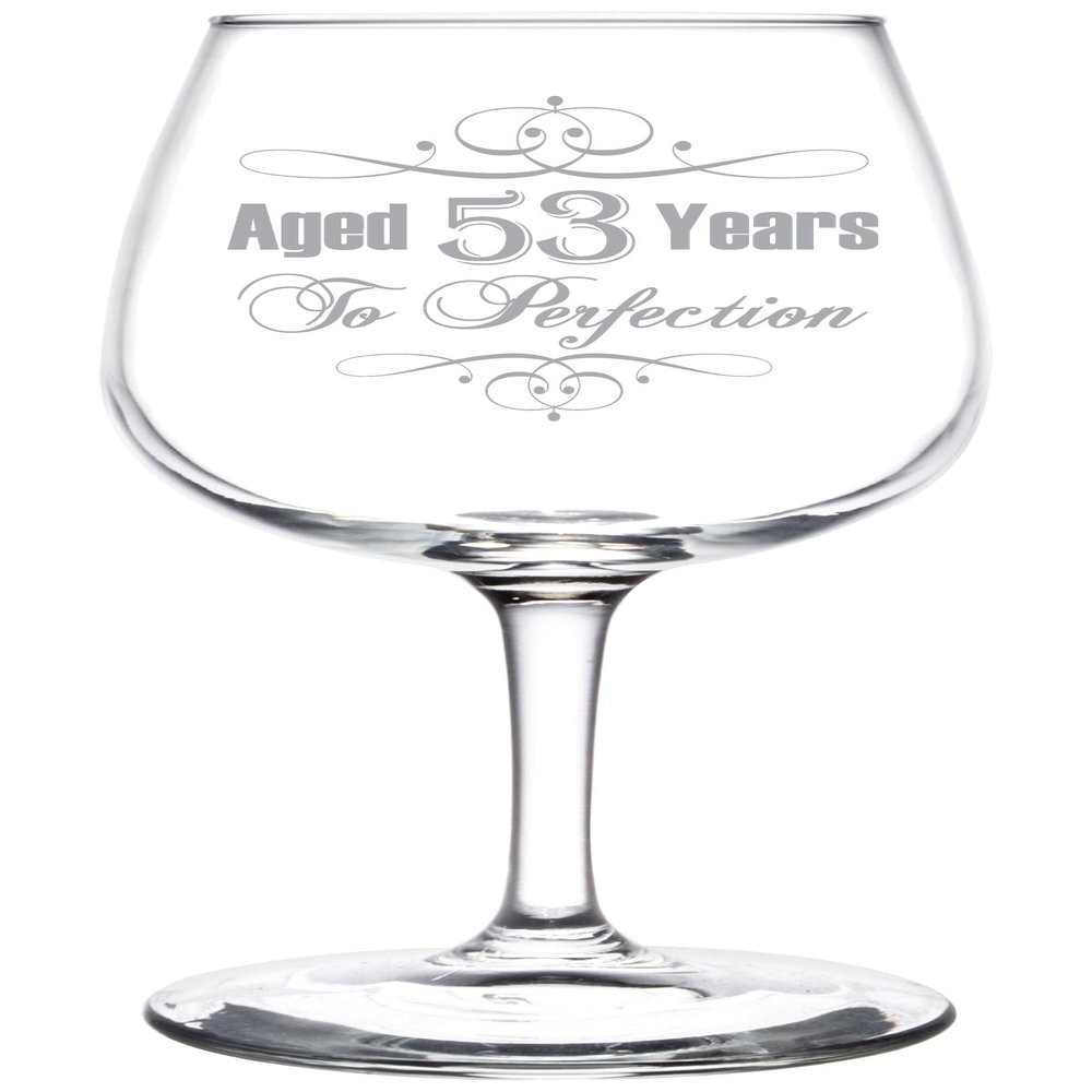 (53rd) Aged To Perfection Elegant and Vintage Birthday Celebration Inspired Wine Taster Glass