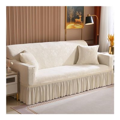 2023 Thicken Jacquard Sofa Cover With Long Skirt Super Soft Crystal Velvet Couch Cover All Inclusive Elastic Sofa Slipcover Washable Furniture Protector Cover ( Color : 01 , Size : 4 seaters (235-300c