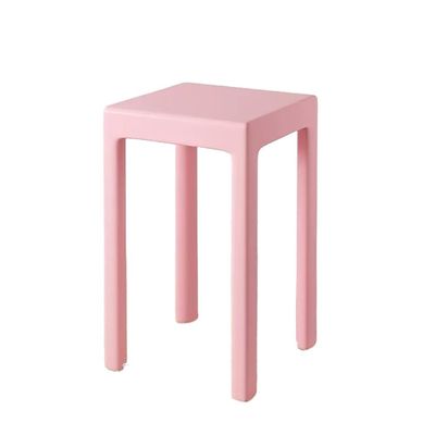 HCZION Pink Rectangular Plastic Stool, Modern Style, Stackable, 11x11x18 inches