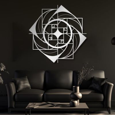 Cadeali Metal Wall Decor, Golden Ratio Metal Wall Art, Geometric Wall Art, Fibonacci Spiral, Wall Hangings, Metal Wall Art, Metal Wall Decor for Living Room (Sliver, 18"x18"|47x47cm)