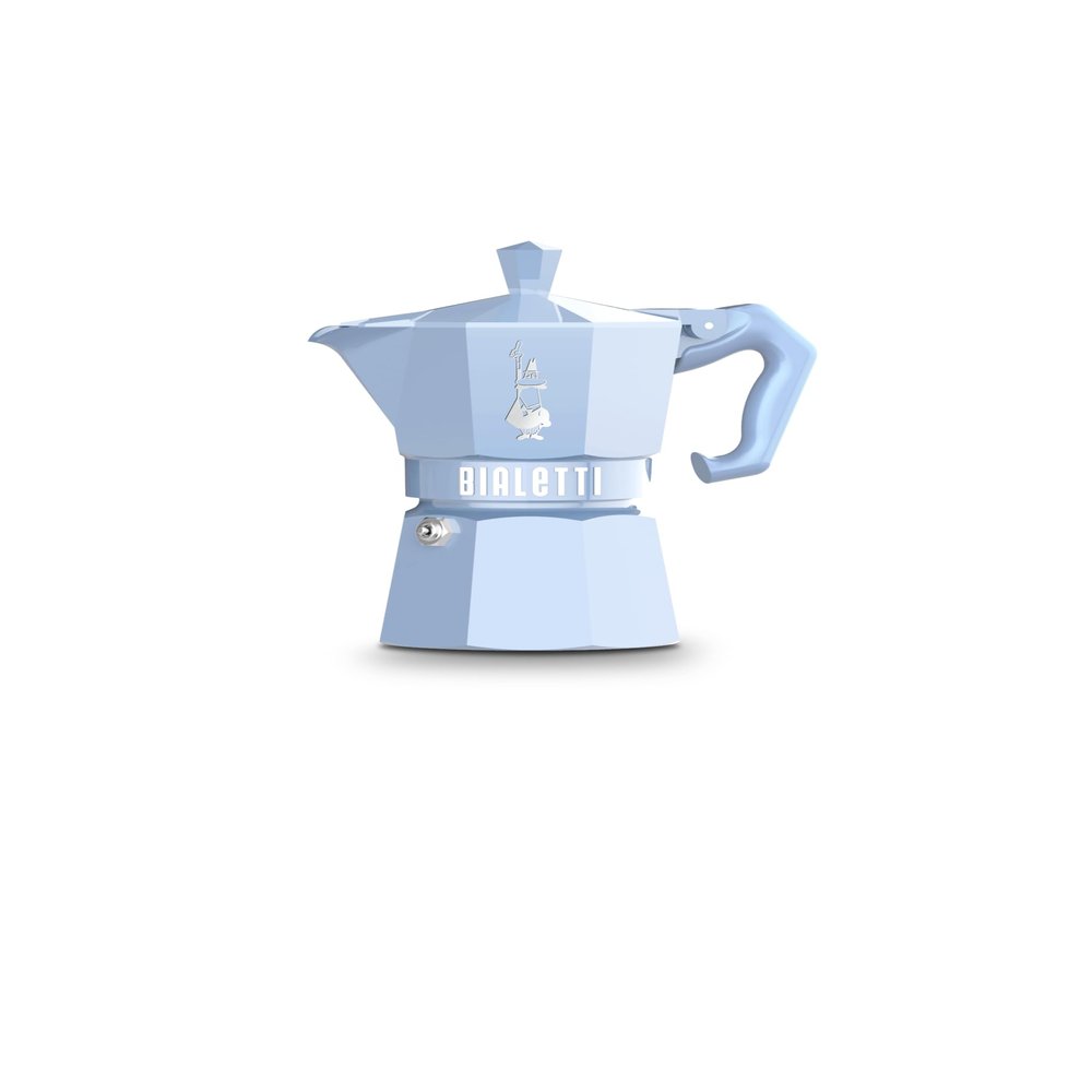 Bialetti Mocha Exclusive Sky Blue 3 Cup Open Fire (Coffee Maker, Espresso Maker, Makinetta)