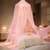 Bed Canopy with Lights, Bed Canopy for Girls Princess with Luminous Stars, Canopy Bed Curtains for Twin to King Size Bed, Baby Kids Adult Indoor Decor Bedroom Reading Nook Outdoor Camping, Pink view 1