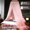 Bed Canopy with Lights, Bed Canopy for Girls Princess with Luminous Stars, Canopy Bed Curtains for Twin to King Size Bed, Baby Kids Adult Indoor Decor Bedroom Reading Nook Outdoor Camping, Pink view 2