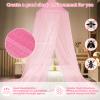 Bed Canopy with Lights, Bed Canopy for Girls Princess with Luminous Stars, Canopy Bed Curtains for Twin to King Size Bed, Baby Kids Adult Indoor Decor Bedroom Reading Nook Outdoor Camping, Pink view 4
