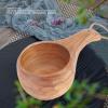 220ML Wooden Coffee Cup, Portable Nordic Design Drinking Mug, Kuksa Cup with Lanyard, Outdoor Camping Drinking Mug, Heat Insulation Coffee Cup with Comfortable Grip for Home view 4