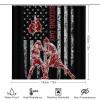 FBMLBRB Abstract Sports Theme Boxing 4 Pcs Waterproof Shower Curtain Set,Vintage Boxing Gloves Fighting Match American Flag Design with Waterproof Toilet Cover Shower Mat Rugs view 2