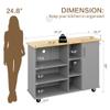 SUNLEI Kitchen Island on Wheels with Storage Cabinet & Drawer, 47.2" Large Kitchen Cabinet with Open Shelves, Cart Handle for Towel Rack or Free Mobility, Portable Islands for Kitchen(Grey) view 2
