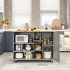 SUNLEI Kitchen Island on Wheels with Storage Cabinet & Drawer, 47.2" Large Kitchen Cabinet with Open Shelves, Cart Handle for Towel Rack or Free Mobility, Portable Islands for Kitchen(Grey) view 3