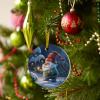 Christmas 2023 Christmas Tree Hanging Ornaments, 3" Round Double-Sided Ceramic Ornaments Decor Christmas Gnomes Winter Snowflake Xmas Poinsettia view 4