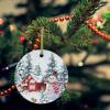 Christmas Snowman 2023 Christmas Tree Hanging Ornaments, 3" Round Double-Sided Ceramic Ornaments Decor Farm Xmas Tree Winter Snowflake view 2