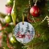 Christmas Snowman 2023 Christmas Tree Hanging Ornaments, 3" Round Double-Sided Ceramic Ornaments Decor Farm Xmas Tree Winter Snowflake view 4