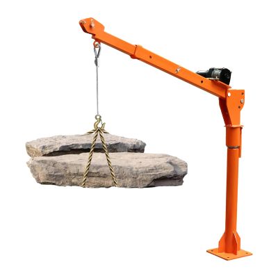1100 LB Truck-Mounted Crane, with Electric Winch 12V, Painted Q235 Steel Pickup Truck Jib Cranes 360 Rotate Base for Engines Hoist, Shop Crane