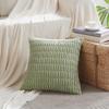 Fancy Homi 4 Packs Sage Green Decorative Throw Pillow Covers 26x26 Inch for Living Room Couch Bed Sofa, Rustic Farmhouse Boho Home Decor Soft Plush Striped Corduroy Square Cushion Case 66x66 cm view 2