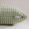 Fancy Homi 4 Packs Sage Green Decorative Throw Pillow Covers 26x26 Inch for Living Room Couch Bed Sofa, Rustic Farmhouse Boho Home Decor Soft Plush Striped Corduroy Square Cushion Case 66x66 cm view 3