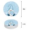 Christmas Coasters for Drinks Absorbent Coaster Sets of 8 with Holder Snowflake Gnome Blue Xmas Winter Ceramic Cup Coaster for Wooden Table, Bar, Housewarming Gifts, Holiday Party view 2