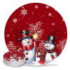 Christmas Coasters for Drinks Absorbent Coaster Sets of 4 with Cork Base Snowman Snowflake Red Xmas Winter Ceramic Cup Coaster for Wooden Table, Bar, Housewarming Gifts, Holiday Party view 1