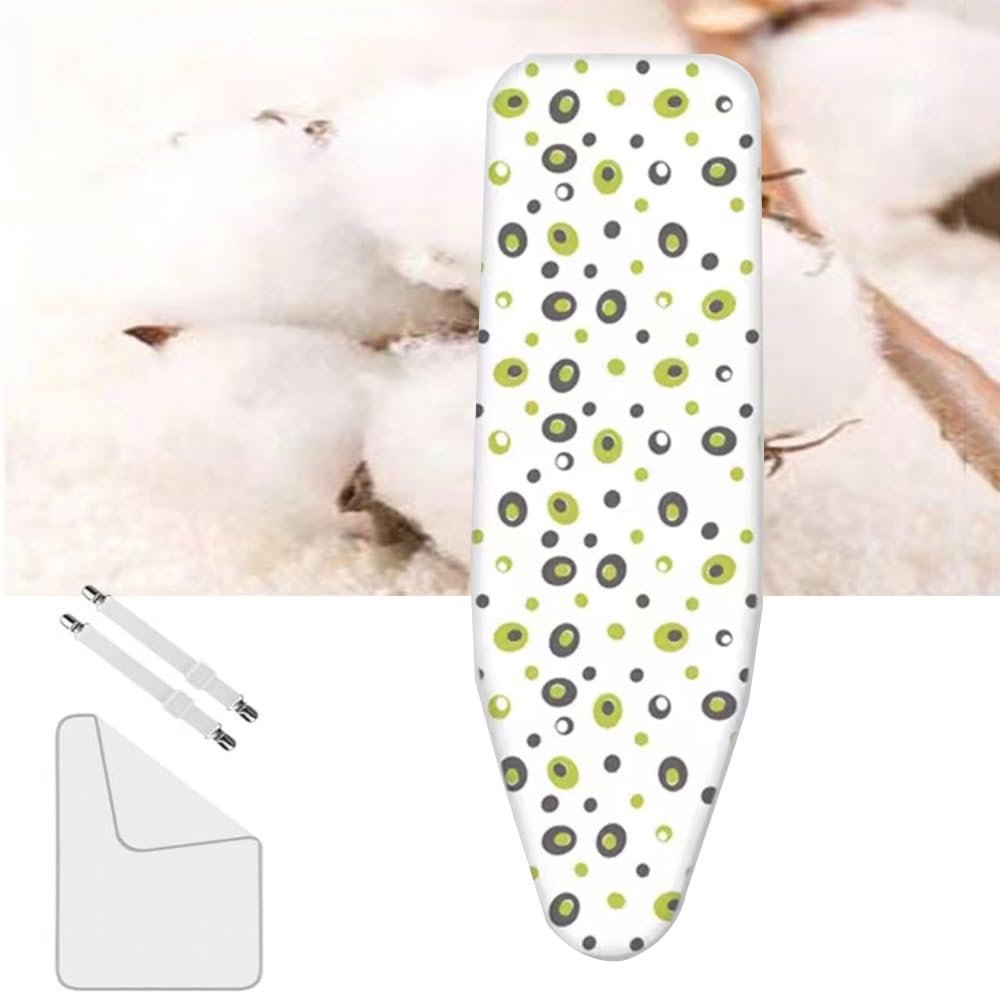 DOUKI Small Ironing Board Cover 13x37 14x42 15x45 Replacement Ironing Board Cover and Pad with Thick Padding, Cotton Ironing Board Pad, Adjustable (Color : Green, Size : 15x48 inch(120x40 cm))