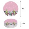 Christmas Coasters for Drinks Absorbent Coaster Sets of 8 with Cork Base Pink Xmas Snowman Snowflake Tree Winter Ceramic Cup Coaster for Wooden Table, Bar, Housewarming Gifts, Holiday Party view 2