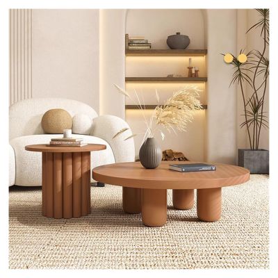 MOOWI Coffee End Table Round Entryway Coffee Tables Japanese Wood Organizer Large Magazine Coffee Table High Gloss Art Table Home Decoration Side Table (Color : 50x50x45cm-01)