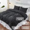 Bonlino Queen Comforter Set - Black Boho Shabby Chic Bedding for Bedroom - Fluffy 3 Piece Ruffle Comforter Set with Pillow view 2