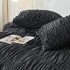 Bonlino Queen Comforter Set - Black Boho Shabby Chic Bedding for Bedroom - Fluffy 3 Piece Ruffle Comforter Set with Pillow view 4