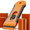 100Pcs Blade Plastic Razor Blade Scraper with Retractable Blade: Without Damaging Surfaces Cleaning Tool for Adhesive Remover, Sticker Remover, Labels, Paint, Work on Cars, Windows, Trucks, Mailboxes view 1