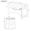 4-piece Dining Bar Table Set with 3 Upholstered Stools, Rubber Wood Counter Height Multifunctional Dining Table with 3 Drawers and USB Port, Side Table with Footrest Pub Kitchen Set (Grey-N2) view 4