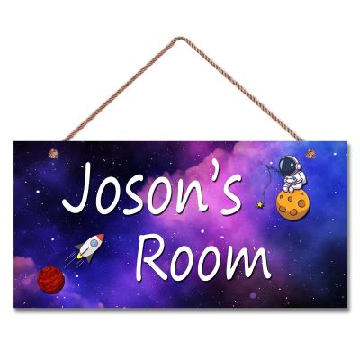 Personalized Signs Astronaut Sign Customized Signs Door Decoration Exquisite Decorative Signs For Boys Room Custom Name for Kids Room Wall Art Decor Outer Space Themed Decor Rocket Nursery Decor