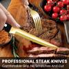 69 Piece Gold Silverware Set with Steak Knife Service For 8, Golden Flatware Cutlery Set Stainless Steel Utensils Mirror Polishe Spoons and Forks with Metal Straw, Slotted Spoons, Tongs, Tableware view 4