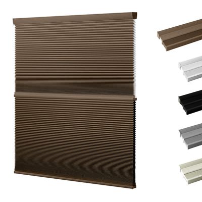 Boolegon Day Night Cellular Shades Cordless Blackout/Light Filtering 2 Shades in 1 Honeycomb Blinds Top Down Bottom Up Custom Cut to Size Cellular Blinds for Windows, Dark Brown, 71" W x 52" H