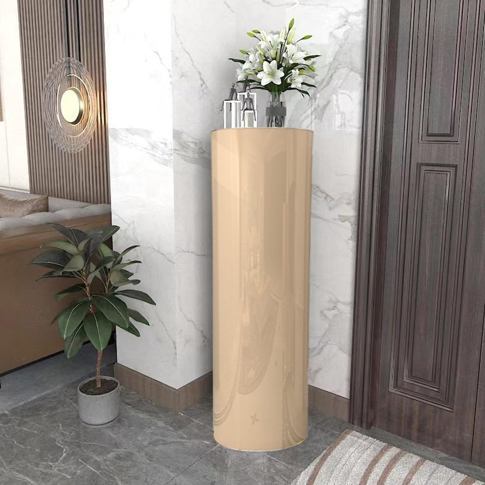360-degree Rotating Shoe Cabinet, Freestanding Shoe Rack Cabinet, Vertical Round Shoe Rack, With Open Shelves, For Leather Shoes, Heels, Boots, Slippers ( Color : Champagne , Size : 33*120cm/13*47in )