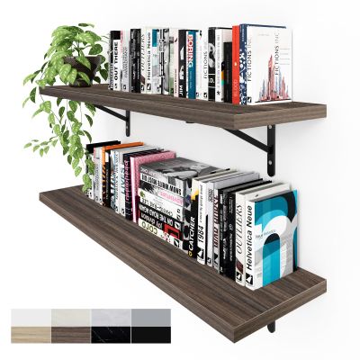 Kaboon 36 inch Long 10 inch Deep Floating Shelves for Wall Set of 2, Large Open Shelves Wall Mounted, Space Saving Home and Commercial Use, Eucalyptus