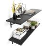 Kaboon 36 inch Long 10 inch Deep Floating Shelves for Wall Set of 2, Large Open Shelves Wall Mounted, Space Saving Home and Commercial Use, Cloud Atlas/Black Marble view 1