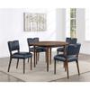 Comfort Pointe Bonito Midnight Blue Faux Leather 5-Piece Round Dining Set in Walnut Finish view 2